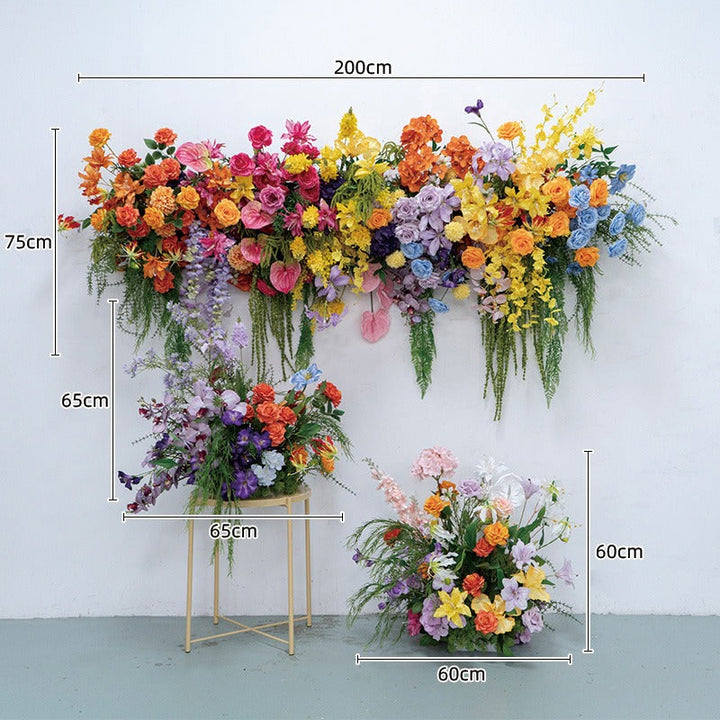 Colorful Hanging Flower Set for Wedding Party Decor Proposal