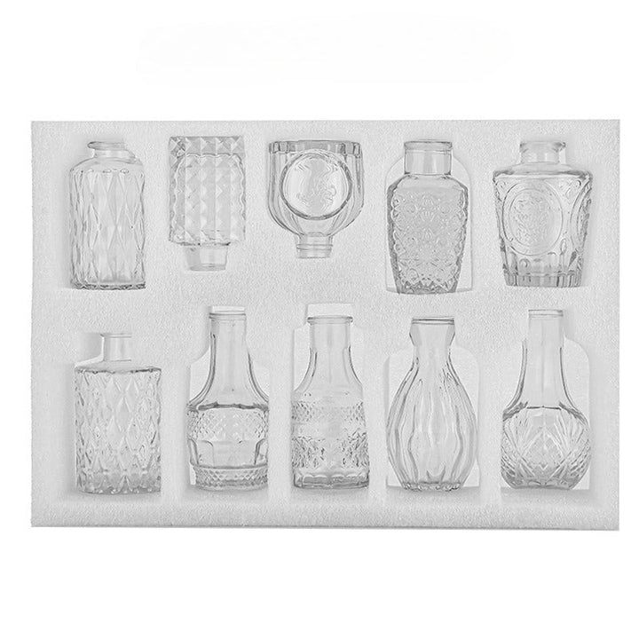 Set of 10 Clear Mini Glass Bud Vases