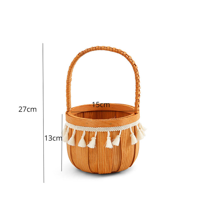 Rattan Flower Basket with Tassels