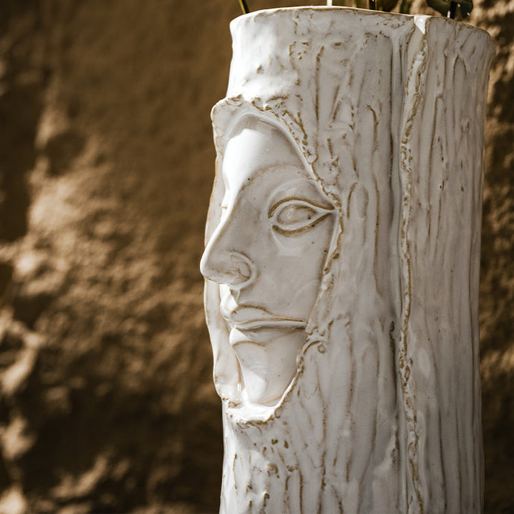 Modern Artistic White Ceramic Face Vase