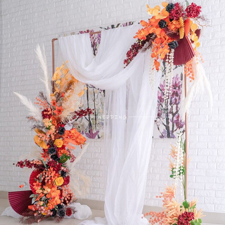 Champagne Orange Arch Flower Stand Frames for Wedding Party Decor