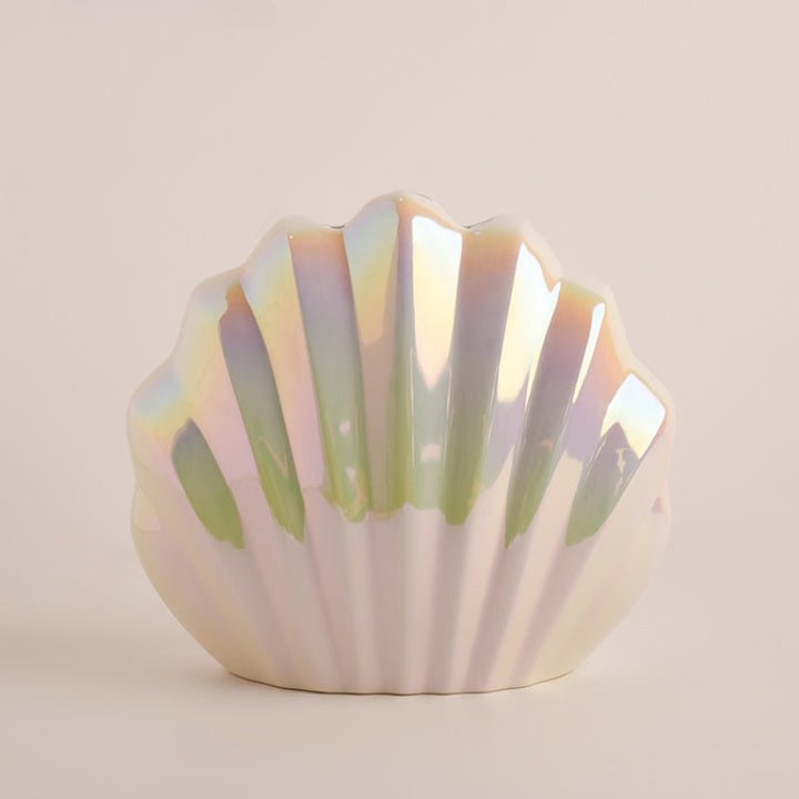 Pearlescent Ceramic Seashell Vase