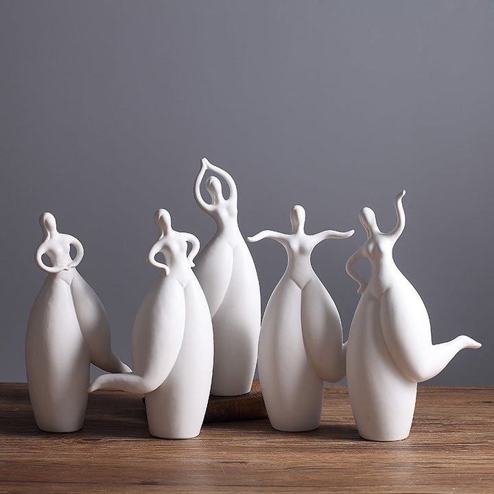 Creative white ceramic plump dancer sculptures for decor