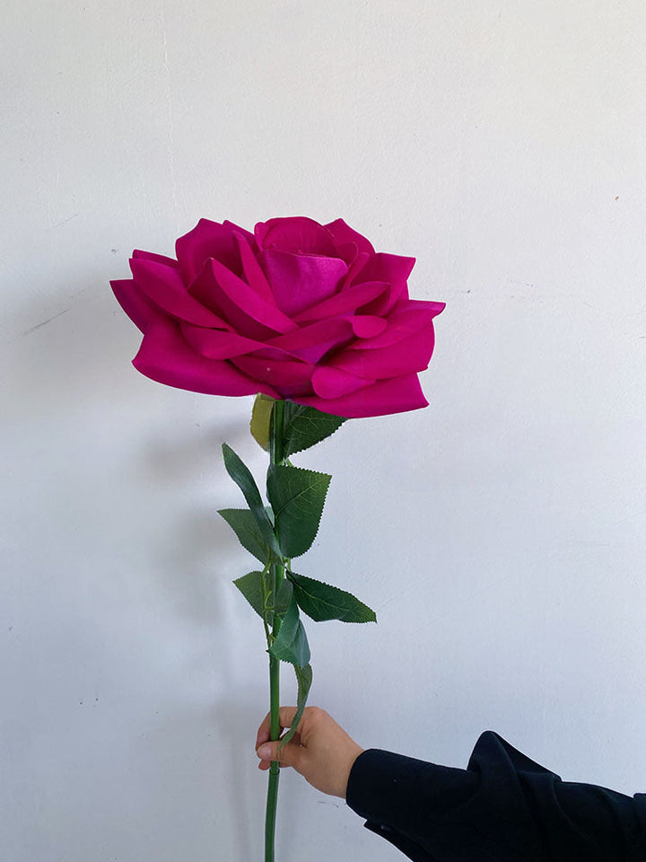 Single Stem Velvet Giant Artificial Rose, perfect as faux flowers.