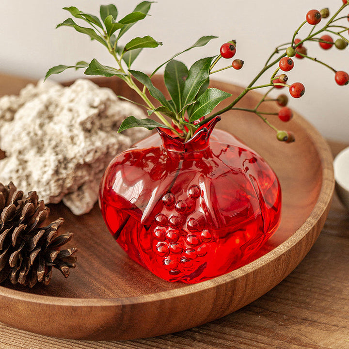 Pomegranate Shaped Red Glass Vase Set