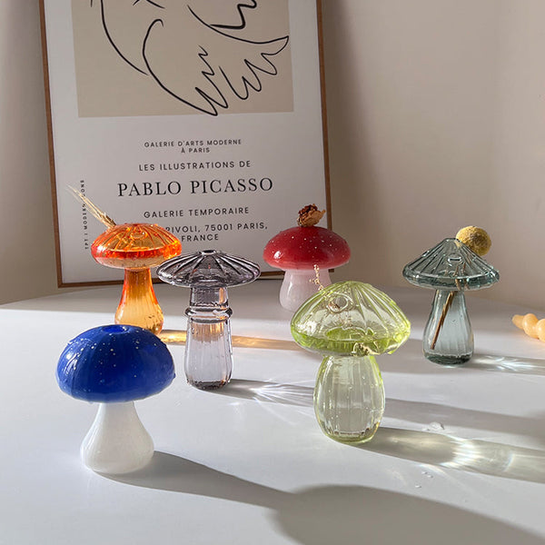 Mini Glass Mushroom Flower Vase