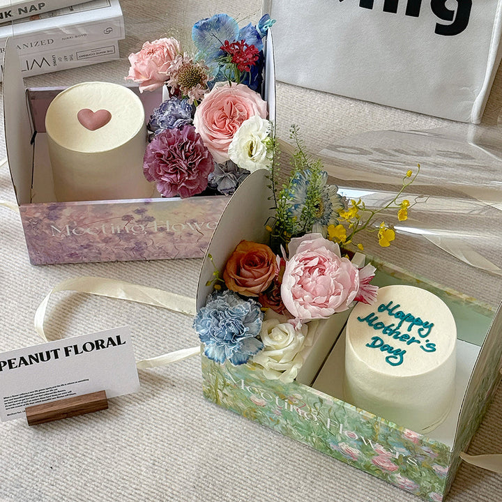 Oil Painting Floral Gift Cake Packaging Box Pack 2