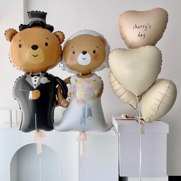 Bear Groom Bride Aluminum Balloon Set
