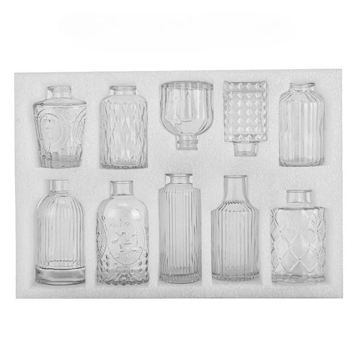 Set of 10 Clear Mini Glass Bud Vases