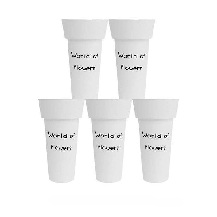 White Black Plastic Flower Buckets Pack 5