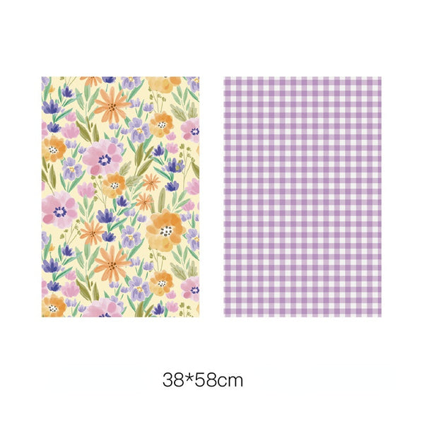 Double-sided Floral Plaid Flower Bouquet Wrapping Paper Pack 20 (38x58cm)