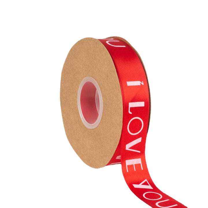 I LOVE YOU Polyester Satin Ribbon (25mmx50Yd) is a delightful addition to your valentine's day bouquets collection.