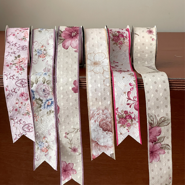 Florals Printing Silk Ribbon (4cmx5Yd)