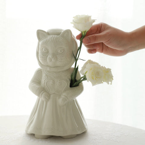 Cat Lady Cute Ceramic Flower Vase