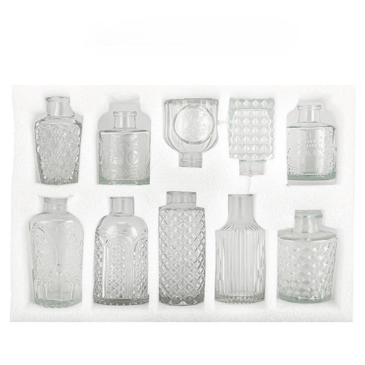 Set of 10 Clear Mini Glass Bud Vases