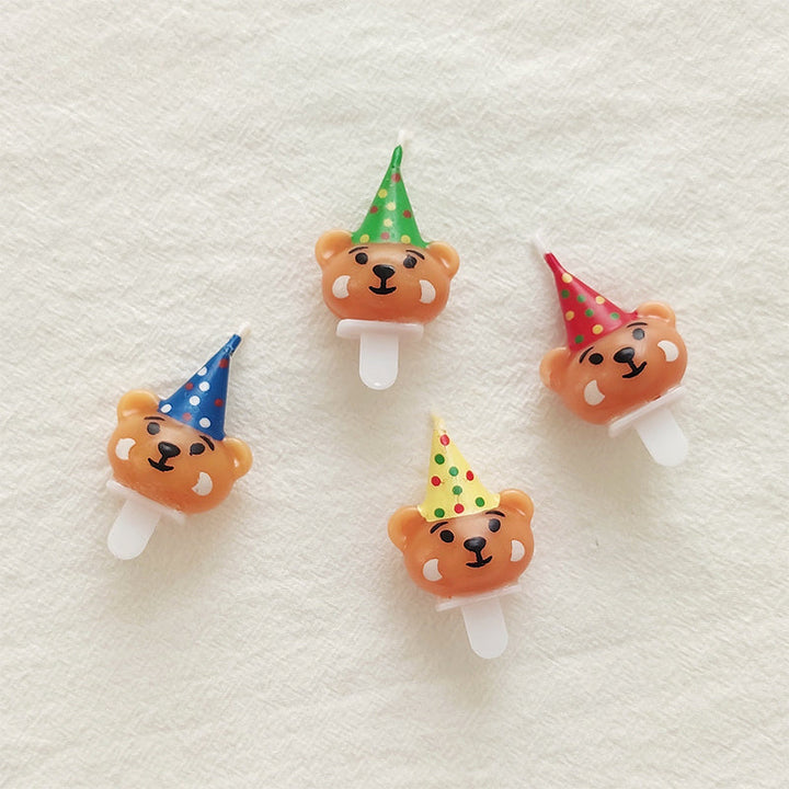 Bear with Hats Cute Birthday Candles Cake Decor