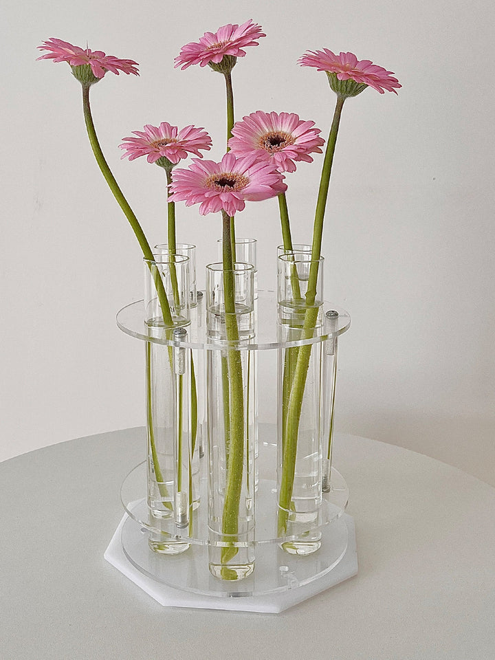 Rotating Clear Glass Test Tube Vase