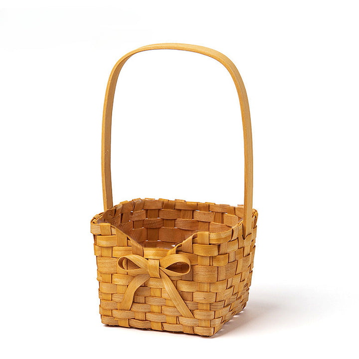 Square Rattan Flower Basket with Bow