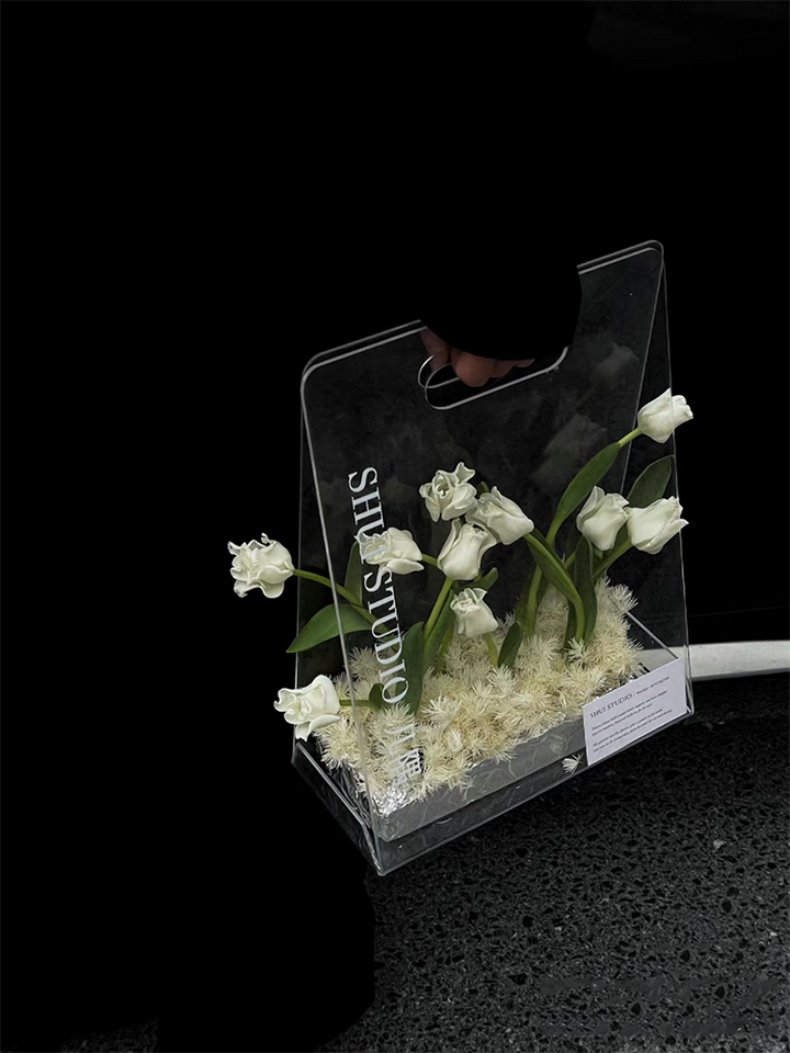 Clear Acrylic Flower Arrangement Box with Handle