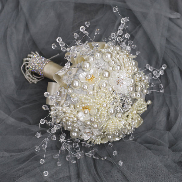 Luxury Artifical Floral Pearl Crystal Wedding Bouquet