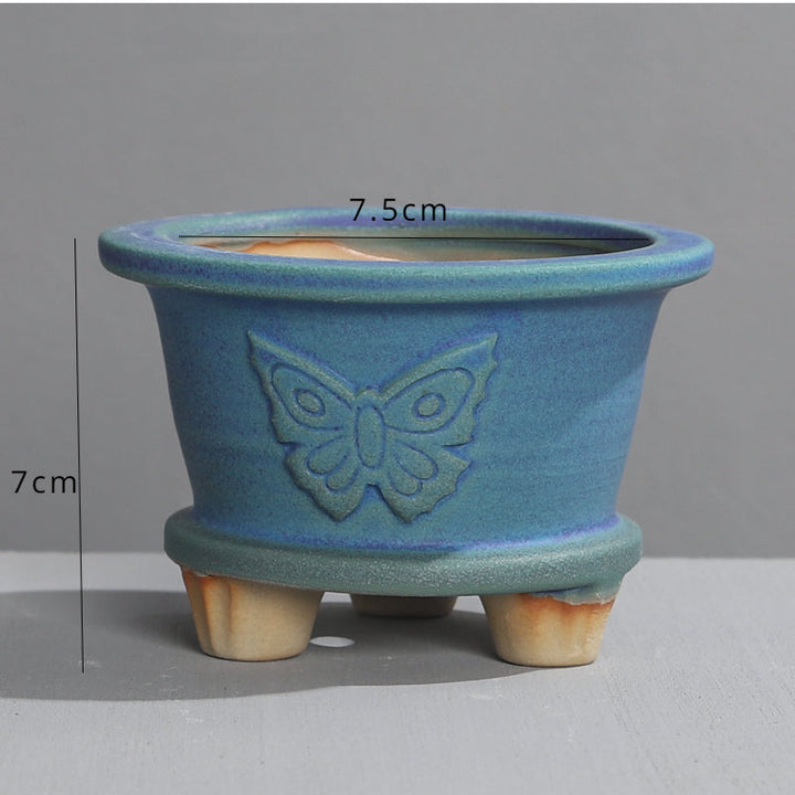 Mini Blue Ceramic Pot for Succulents