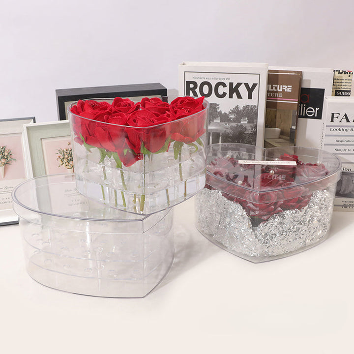 Heart-shaped Clear Acrylic Rose Arrangement Box