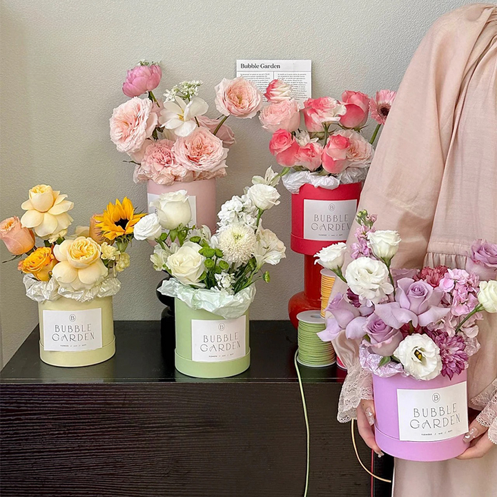 Round Bouquet Arrangement Boxes with Lid Pack 4