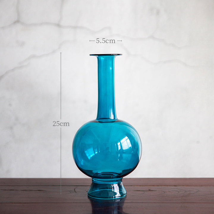 Chinese Style Minimal Teal Glass Vase