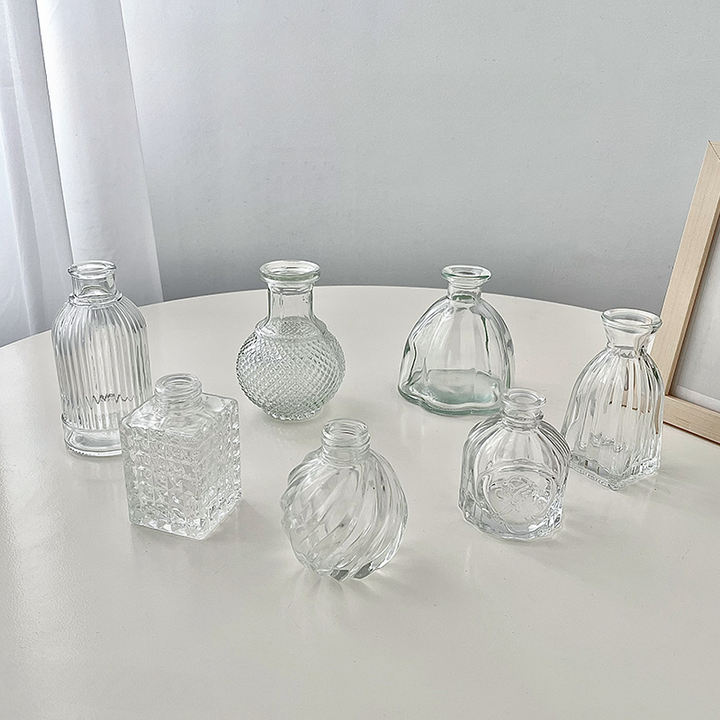 Set of 10 Clear Mini Glass Bud Vases