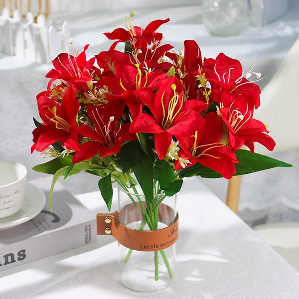 7-Heads Artificial Flowers Lily Bouquet, perfect as flower stem.