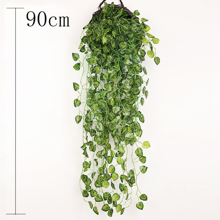 Artificial Plant Vines Wall Hanging Rattan Leaves, perfect as fake indoor plants.