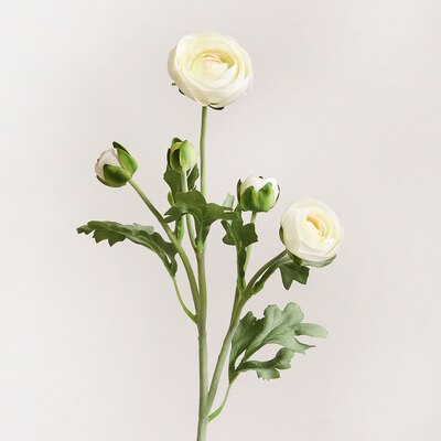 Artificial Ranunculus Flower with Foliage, perfect as flower stem.