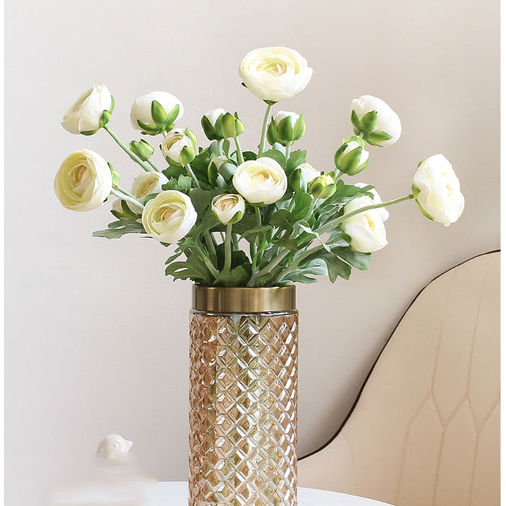 Artificial Ranunculus Flower with Foliage, perfect as silk flower.