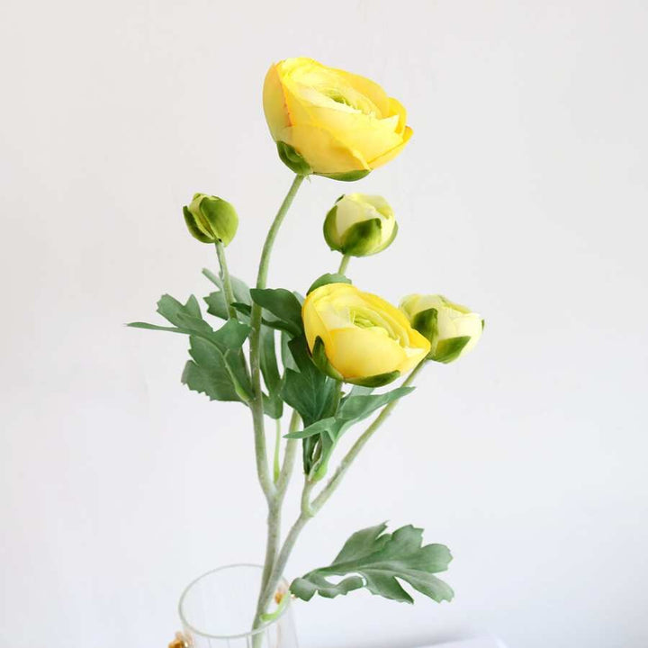 Artificial Ranunculus Flower with Foliage, perfect as faux flowers.