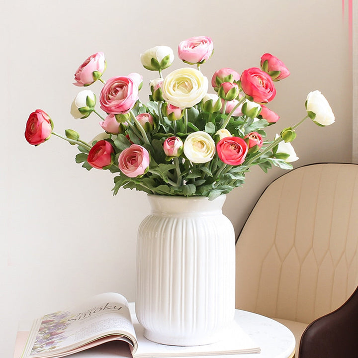 Artificial Ranunculus Flower with Foliage, perfect as faux flowers.