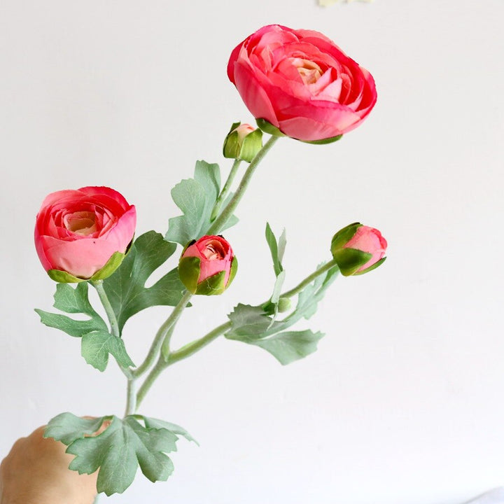 Artificial Ranunculus Flower with Foliage, perfect as faux flowers.