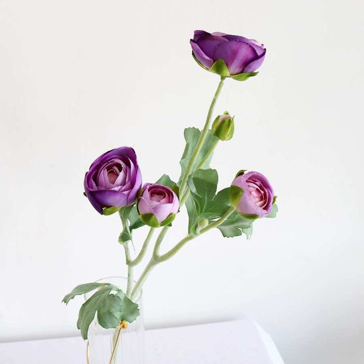 Artificial Ranunculus Flower with Foliage, perfect as silk flowers.