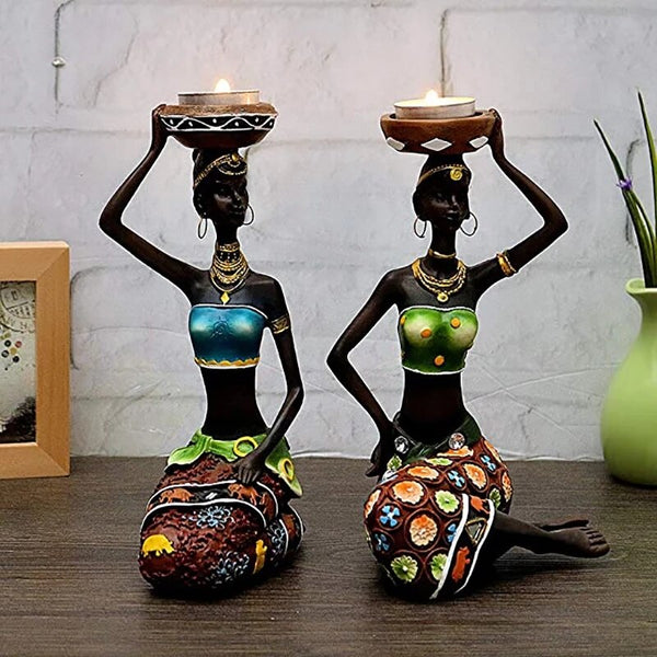 African Style Resin Candle Holder