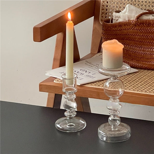 Black White Glass Candle Holder