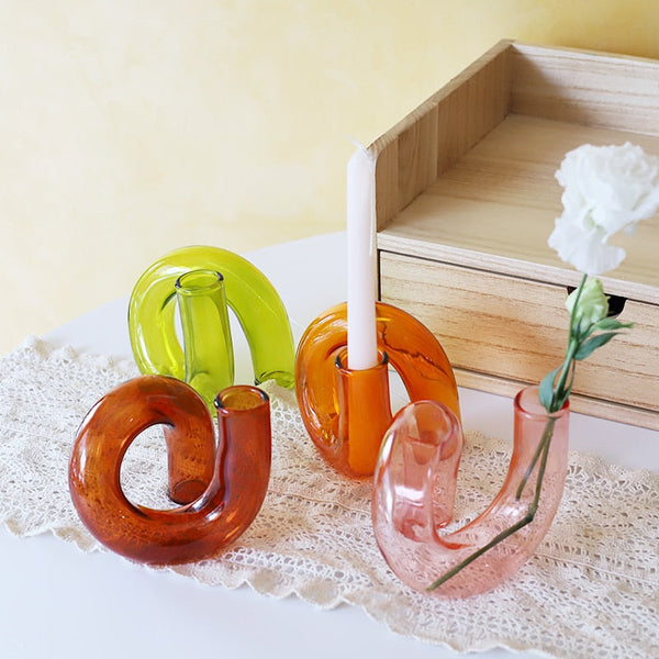 Bended Glass Tube Candle Holder