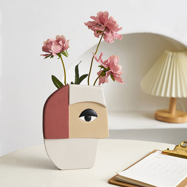 Modern Art Face Resin Vase Home Decor