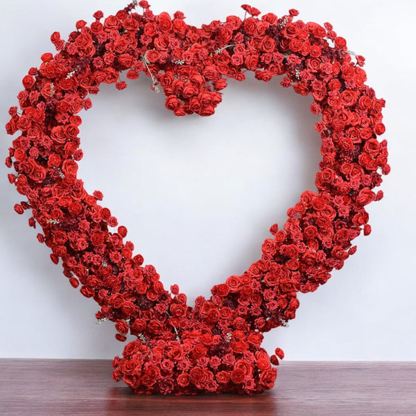 Floral Wedding Arch 5D Red Rose Wedding Arch Heart Shaped Floral Set Backdrop Proposal Wedding Party Decor