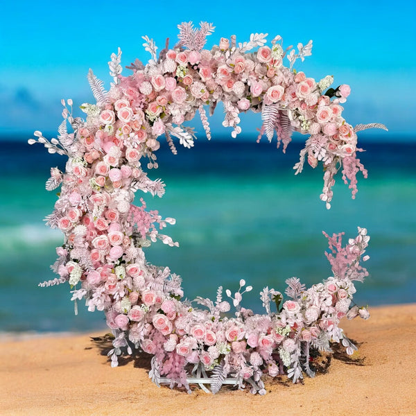 Pink Moon Crescent Wedding Arch Floral Set Proposal Decor