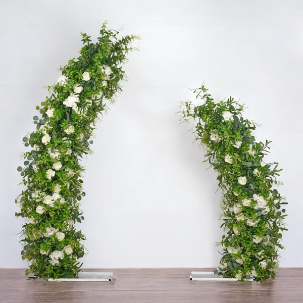 White Rose & Greenery Wedding Arch Horn Floral for Wedding Party Decor Proposal