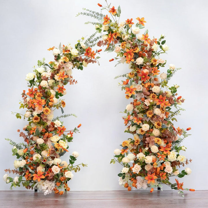 Orange Terracotta Floral Wedding Arch Pillar For Proposal Wedding Party Decor