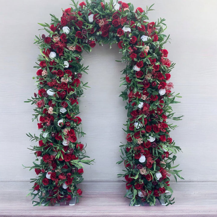 Red, White Rose & Greenery Wedding Arch Floral Wedding Arch for Wedding Party Decor Proposal