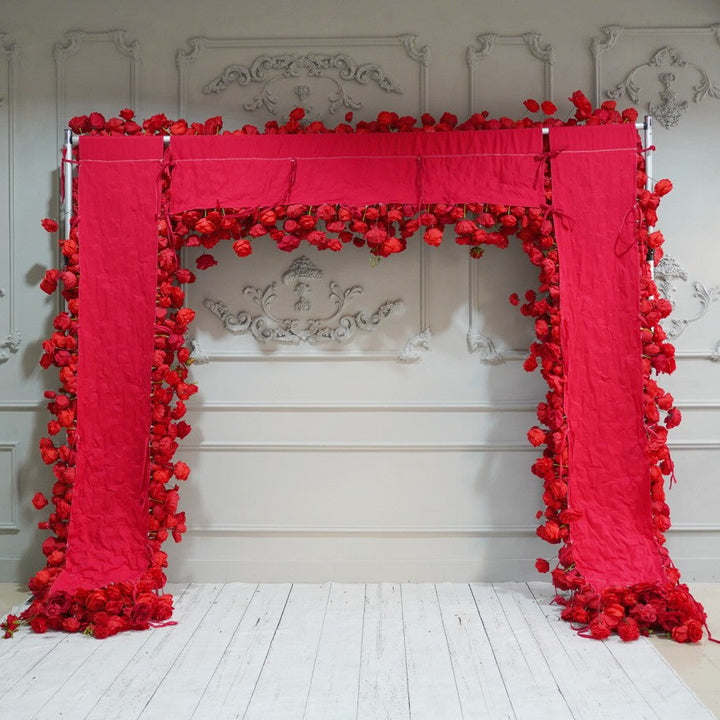 FLASH SALE Flower Arch 5D Red Roses Floral Set Fabric Backdrop Flower Wall Proposal Wedding Party Decor