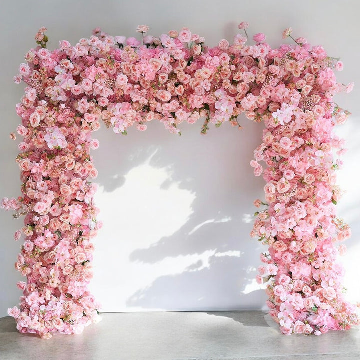 Wedding Arch 7D 8x8ft Pink Rose Wedding Archs Florals Set Fabric Backdrop Floral Wall Proposal Wedding Party Decor