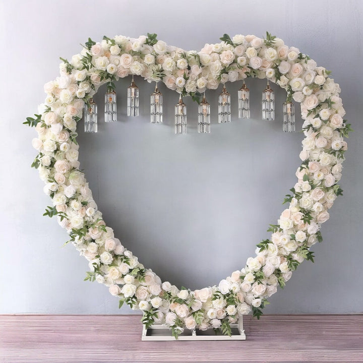 Flower Arrangement Wedding Background Arch Heart Shaped Flower Row