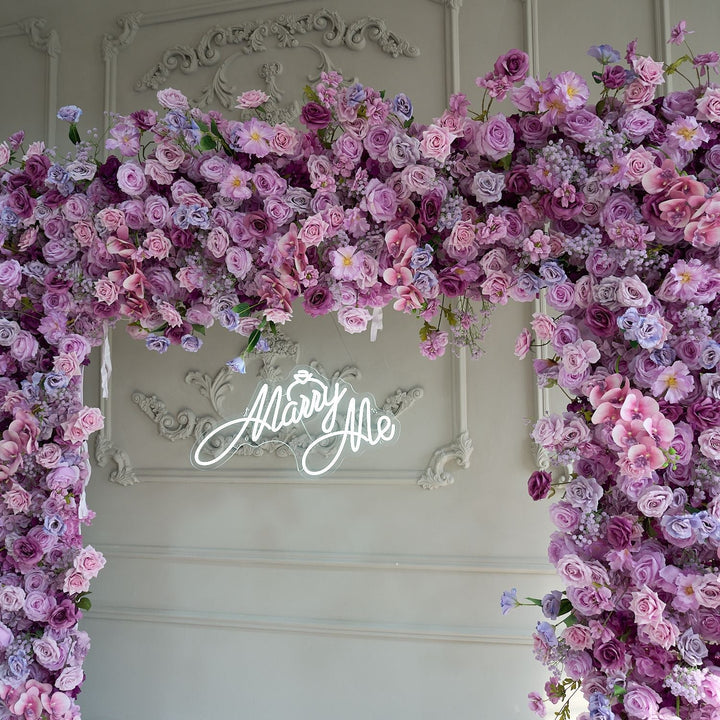 FLASH SALE Flower Arch 7D Purple Roses Florals Set Fabric Backdrop Flower Wall Proposal Wedding Party Decor